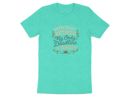 Officially Retired Deadline Sunset | Retirement Gifts | Soft Color Bella T-Shirts - Retiree Gifts Retirement Party