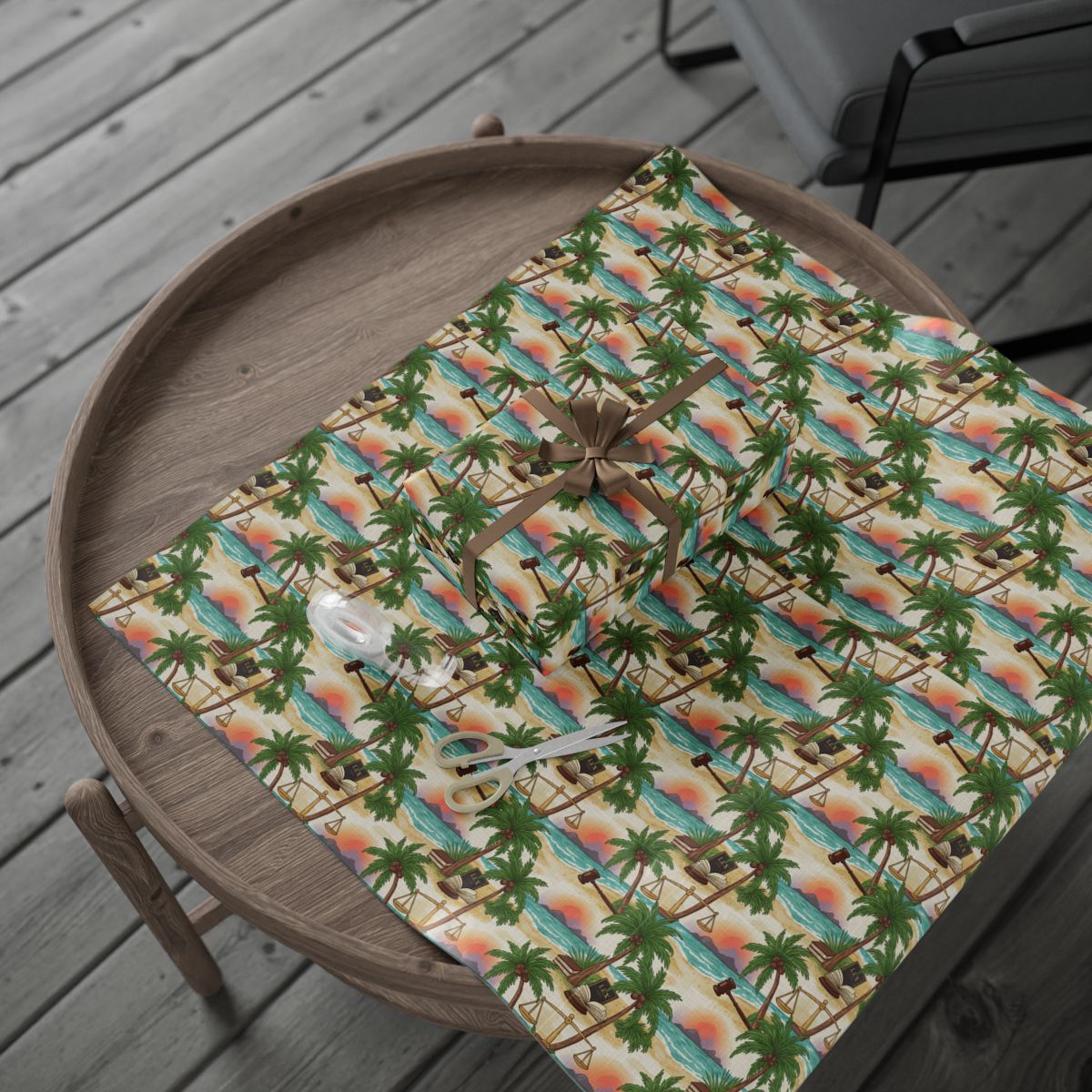 Tropical Palm Tree Sunset Wrapping Paper product