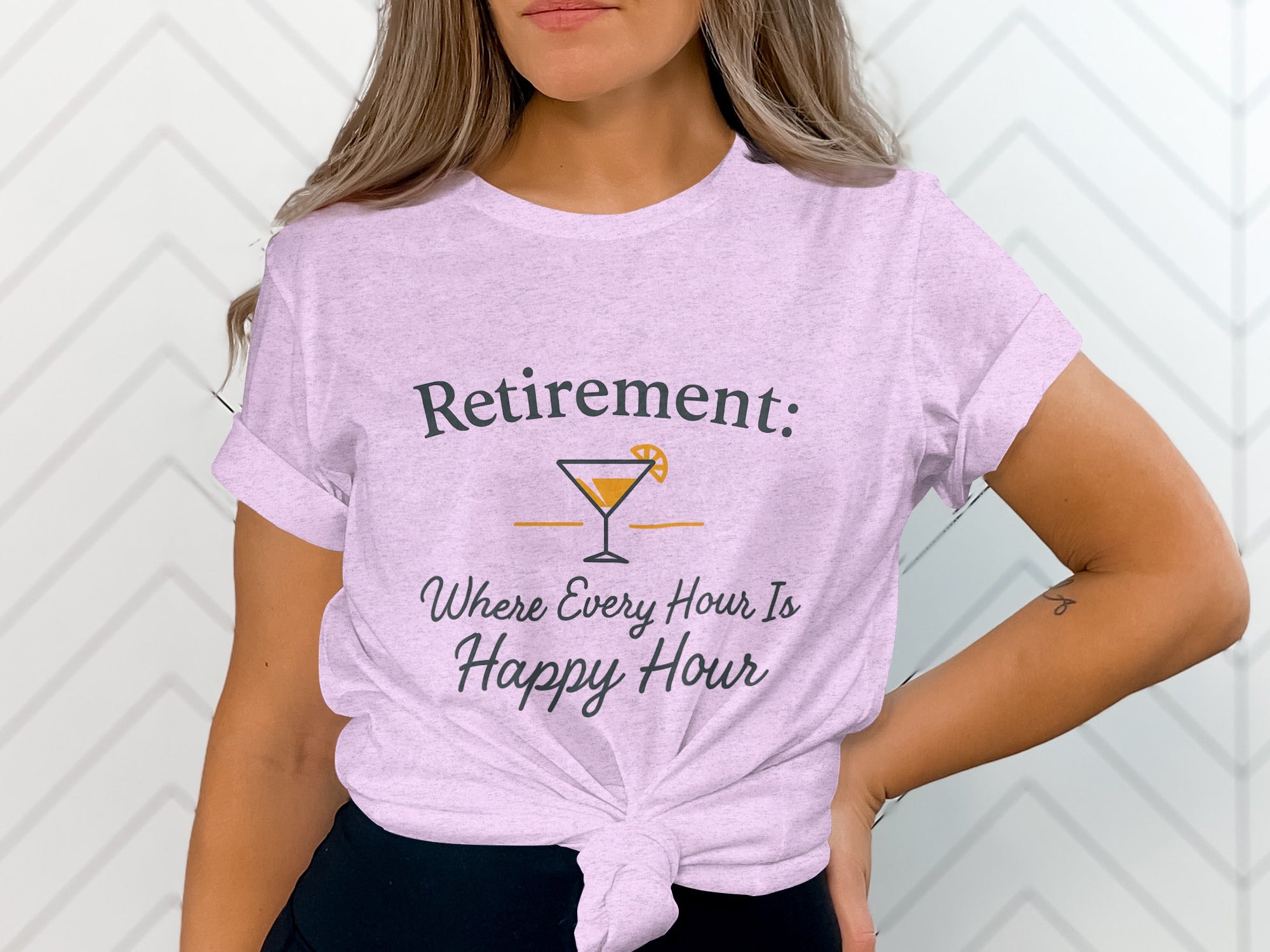 Retirement Where Every Hour Happy Hour | Soft Color Bella T-Shirts - Retiree Gifts Retirement Party