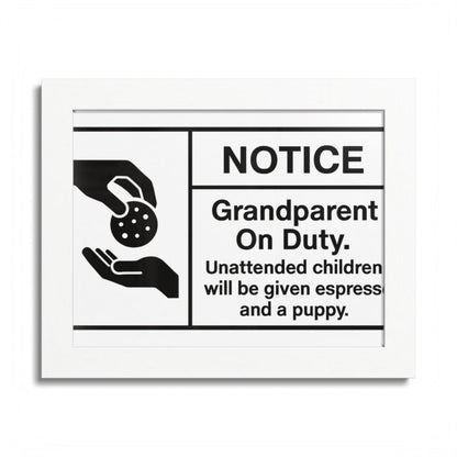Grandparent On Duty Warning Funny Framed Art Posters - Retiree Gifts Retirement Party