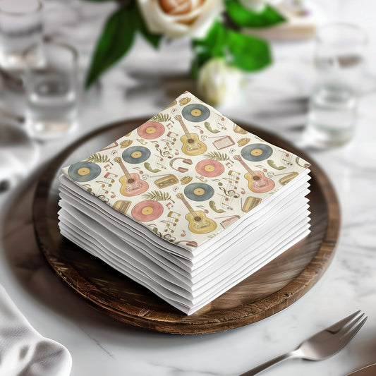 Retro Musical Instruments Patterned Napkins