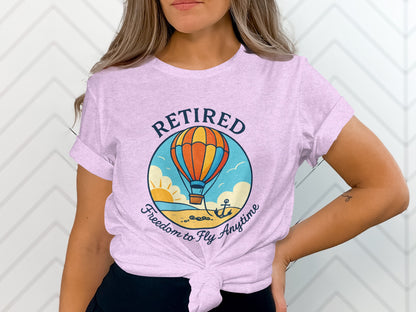 Retired Freedom to Fly Anytime | Ideal Retirement Gift | Soft Color Bella T-Shirts - Retiree Gifts Retirement Party