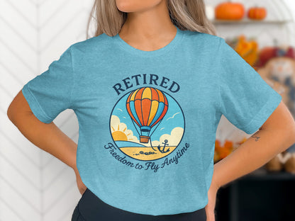 Retired Freedom to Fly Anytime | Ideal Retirement Gift | Soft Color Bella T-Shirts - Retiree Gifts Retirement Party