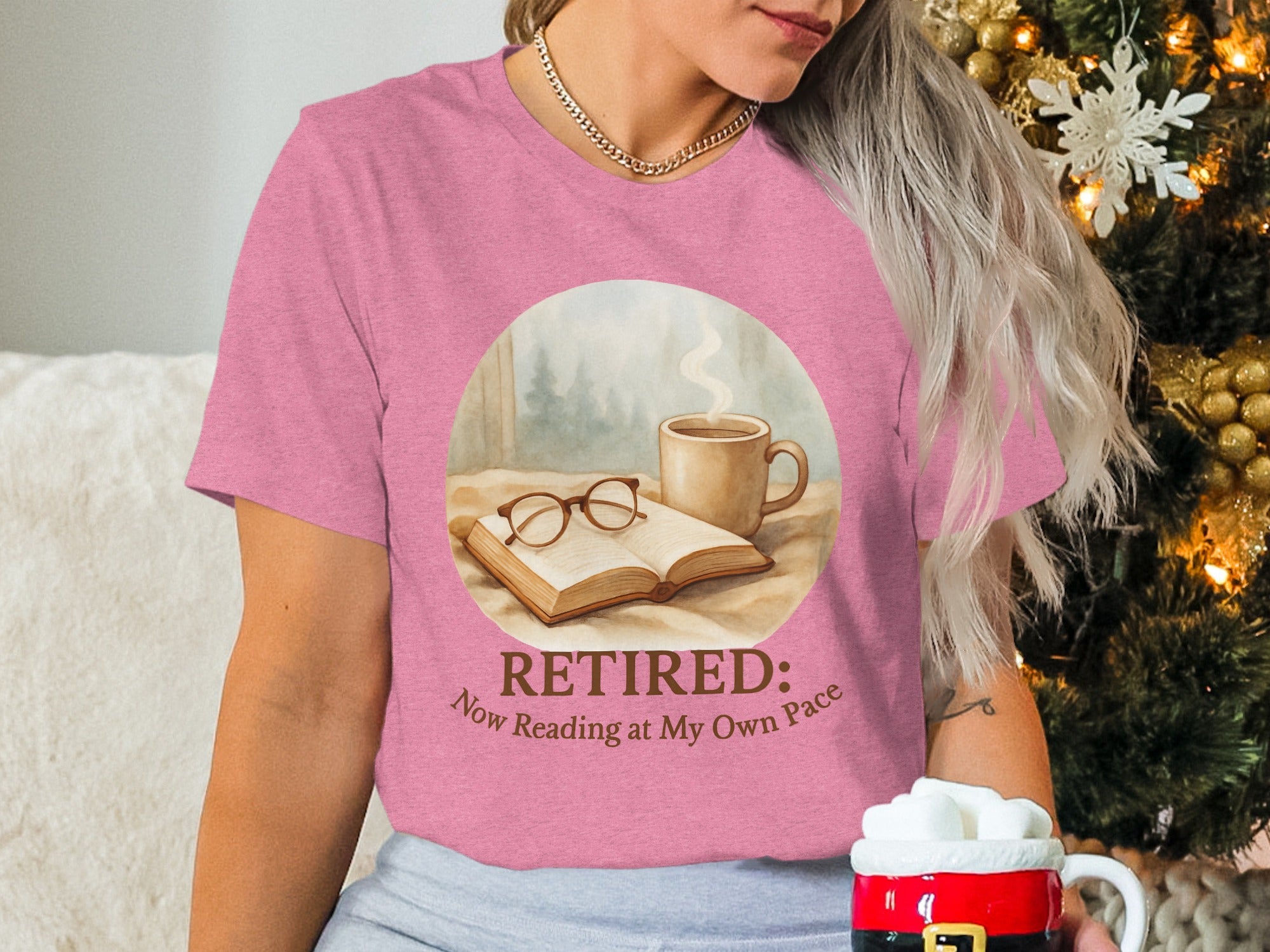 Retired Now Reading at My Own Pace | Warm Scene Soft Color Bella T-Shirts - Retiree Gifts Retirement Party